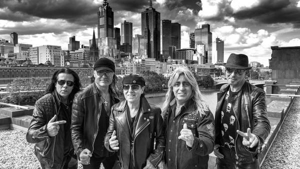 Die Scorpions: Pawel Maciwoda, Matthias Jabs, Klaus Meine, Mikkey Dee und Rudolf Schenker (v.l.n.r.) waren gerade in den USA auf Tour