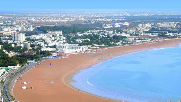 Beliebt bei Badeurlaubern: die Bucht von Agadir