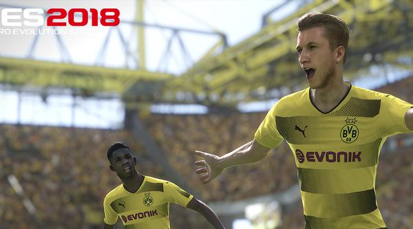 "PES 2018": Marco Reus (m.) ist deutlich erkennbar