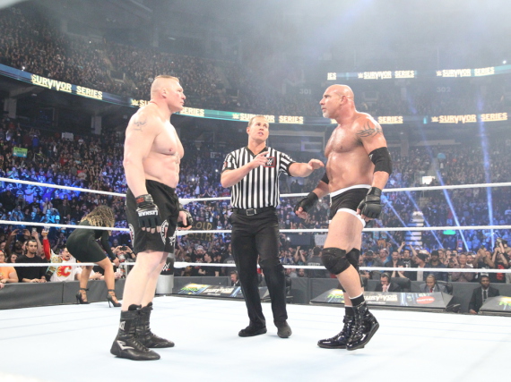 Brock Lesnar (l.) und Bill Goldberg traten im Main-Event der