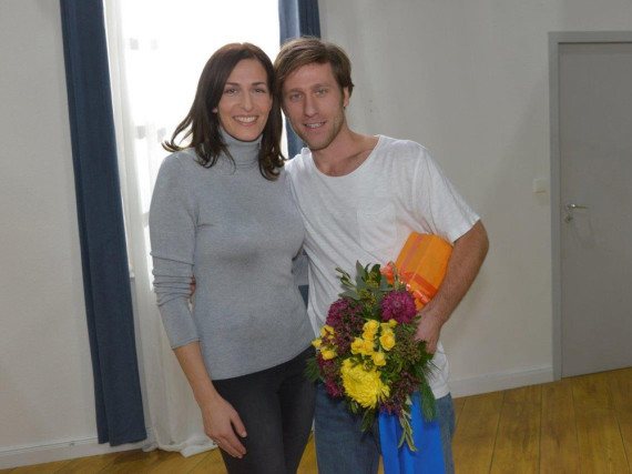 Ulrike Frank und Merlin Leonhardt am Set von